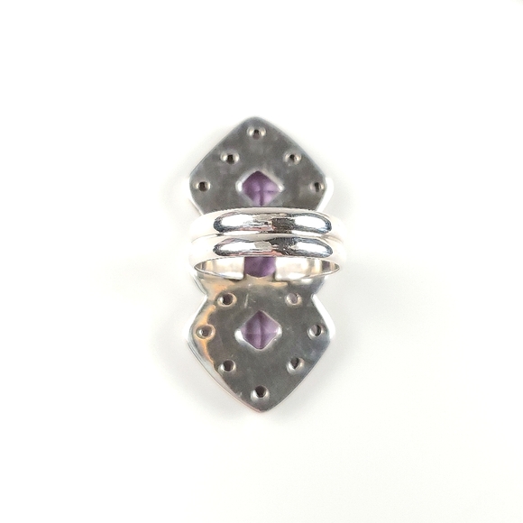 Sterling Silver Amethyst Geometric Crawler Ring Size 6.75 - Picture 7 of 10